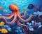 Paint by Numbers for Adults & Kids & Beginners DIY Acrylic Painting Gift Kits (Color Octopus, 12" Wx16 L)